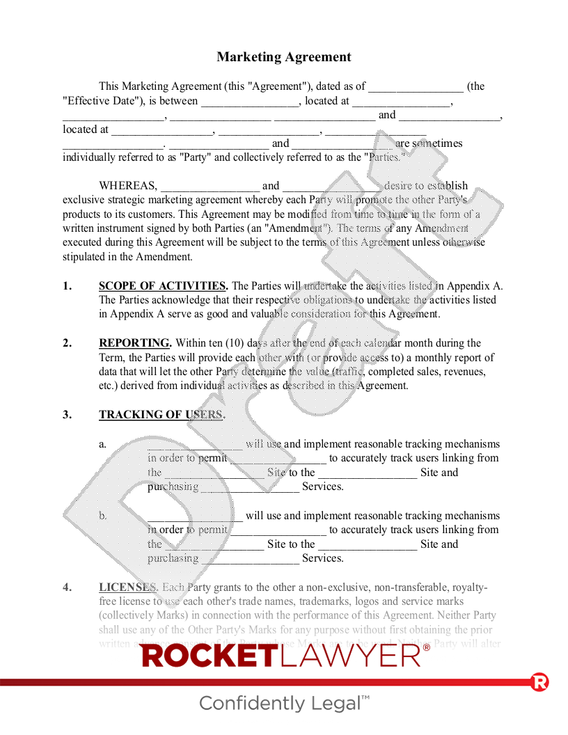 sample marketing agreement template