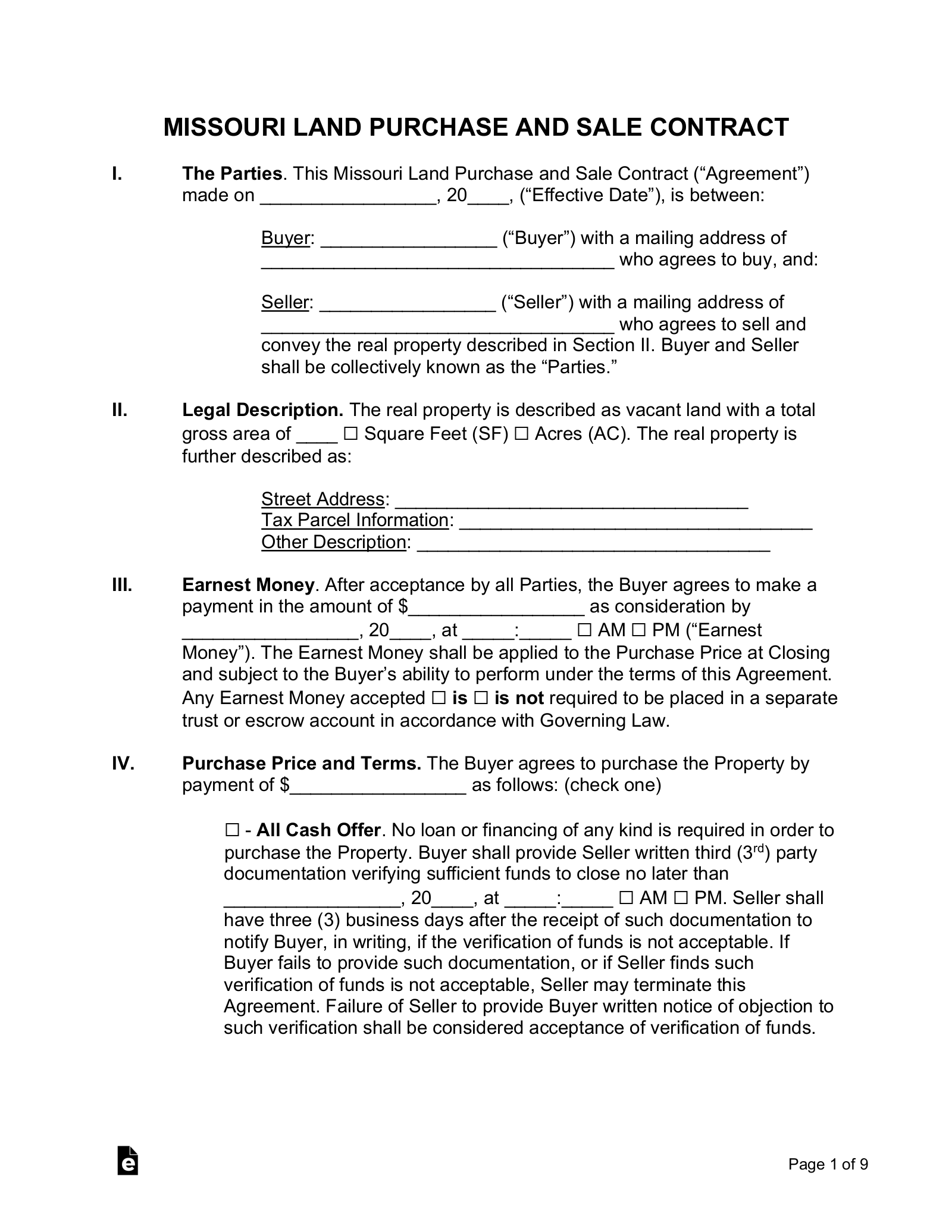 sample land purchase agreement template