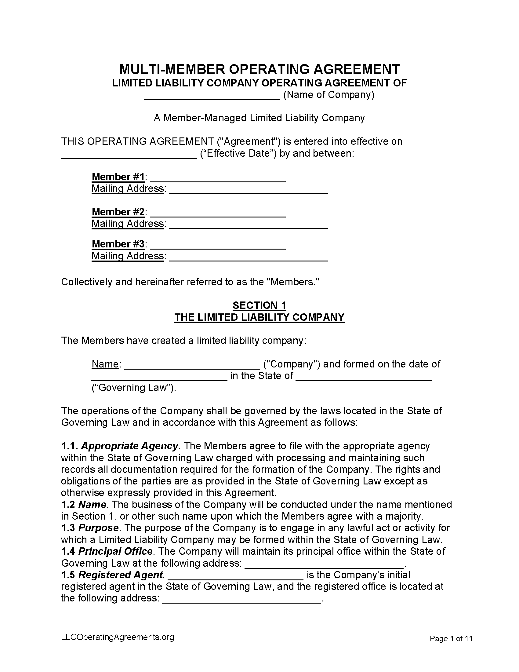 sample operating agreement template