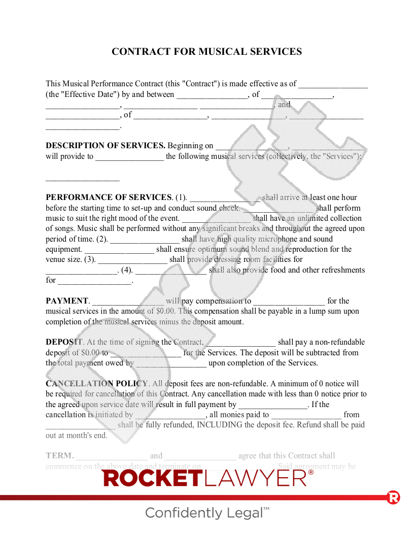 sample music agreement template