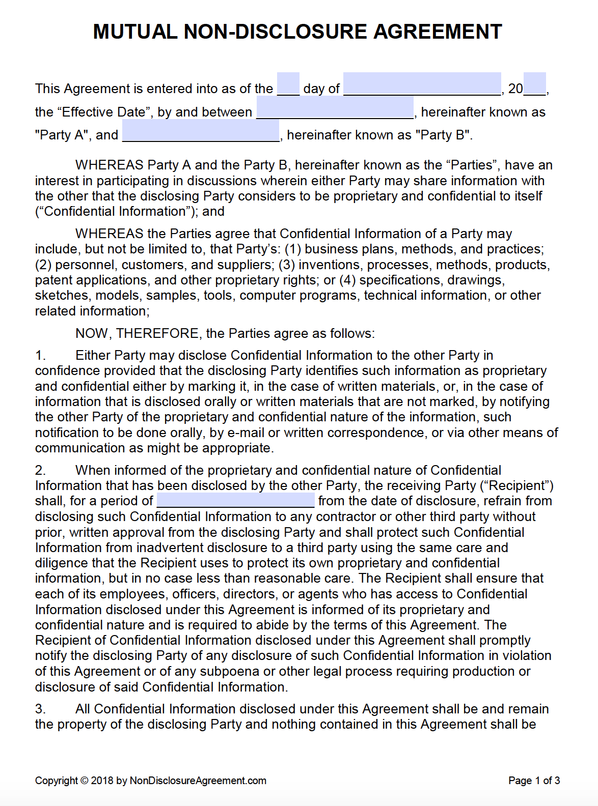 sample mutual confidentiality agreement template