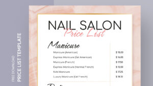 free nail salon price list