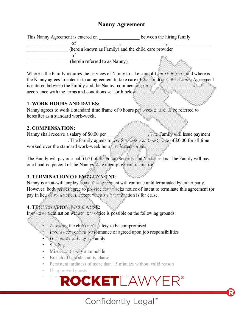 sample nanny agreement template