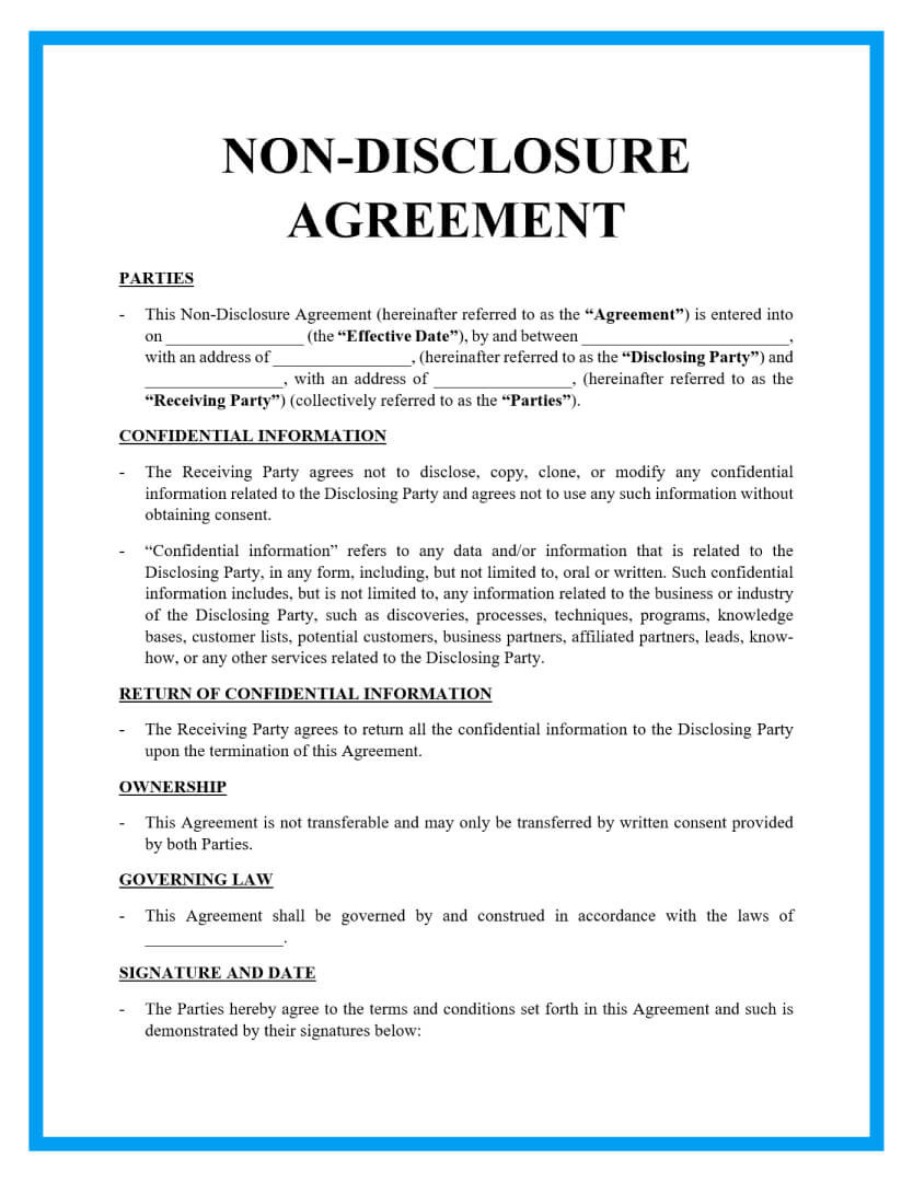 sample confidential disclosure agreement template