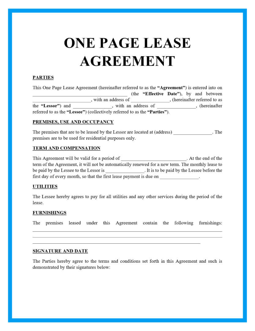 sample lease of agreement template