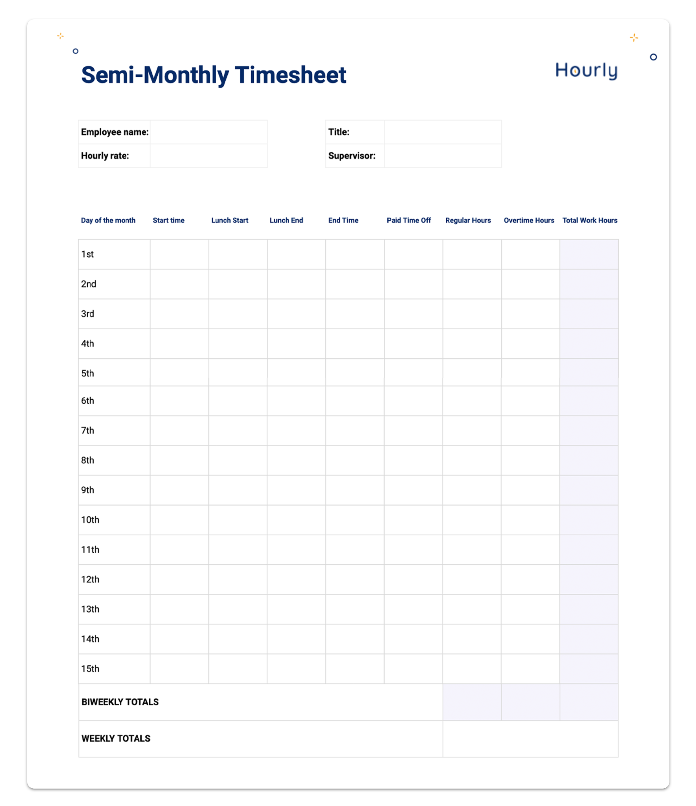 sample employee hourly timesheet template