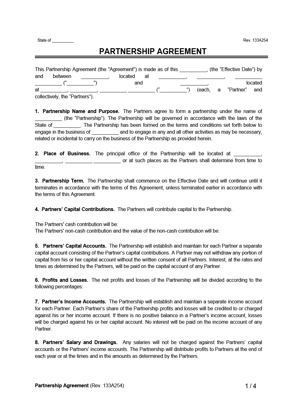 sample general partnership agreement template