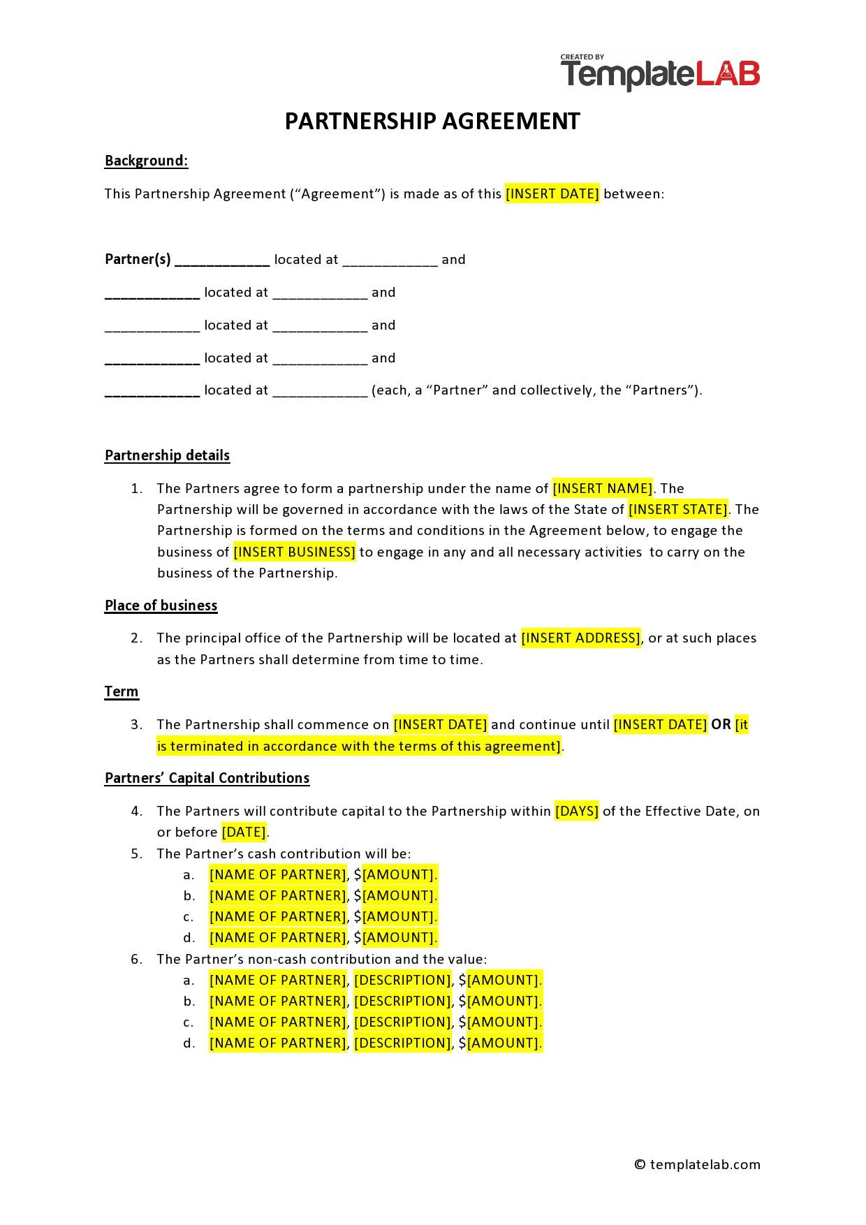 sample business agreement template