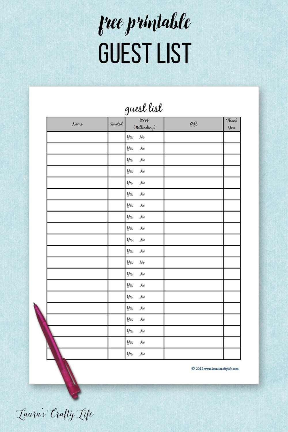 Free Party Planner Printable