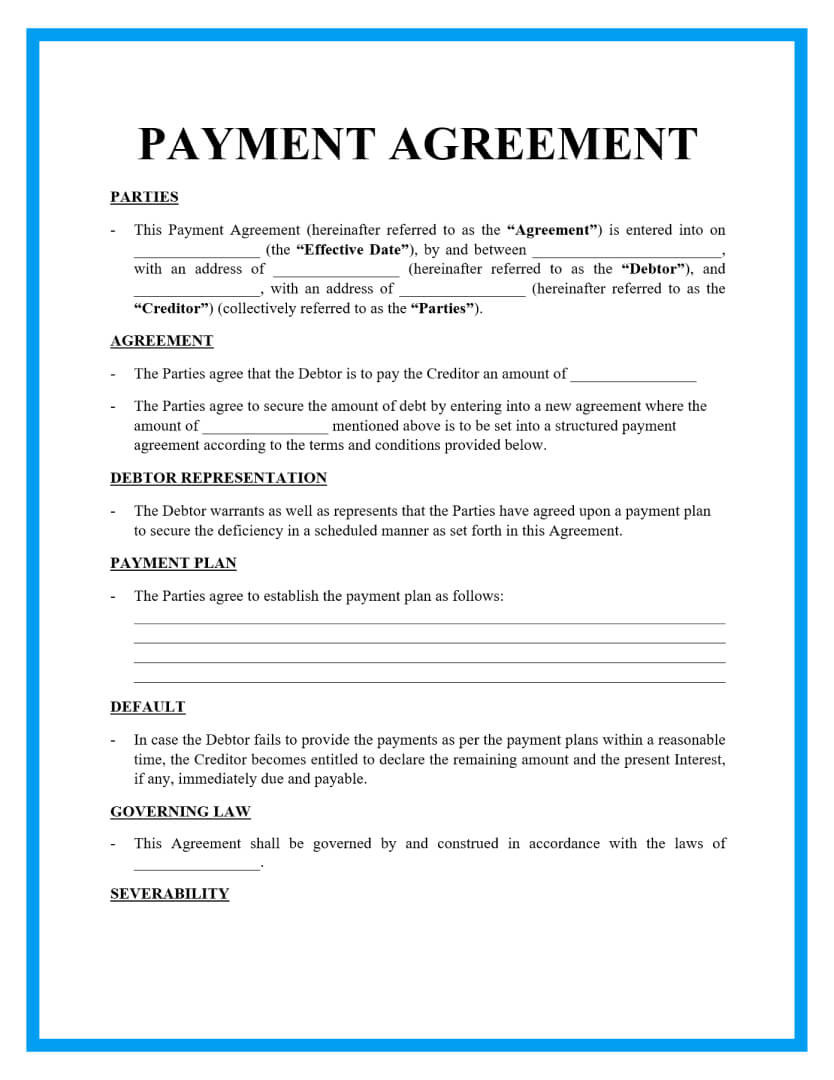 sample payment plan agreement template