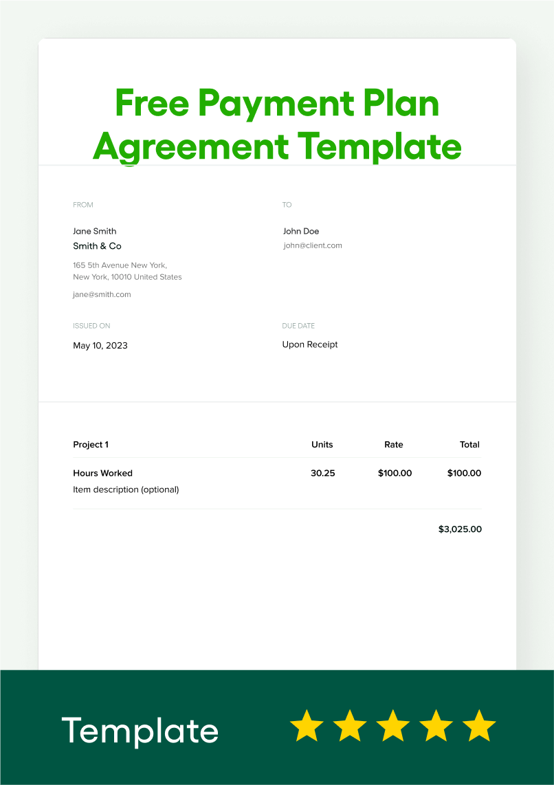 sample payment plan agreement template