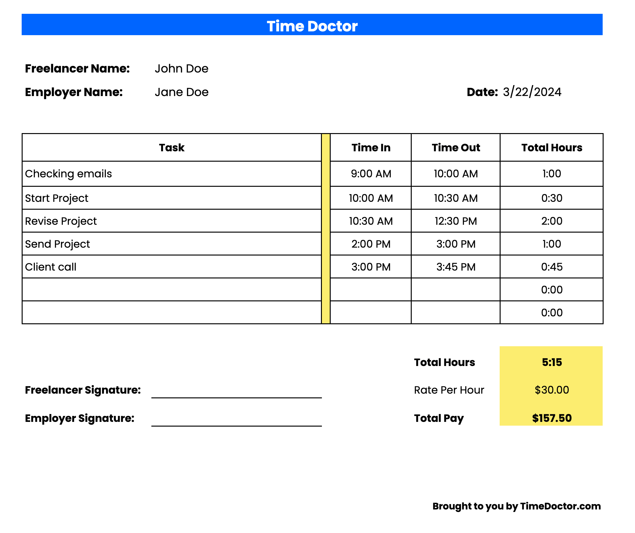 sample salaried employee timesheet template