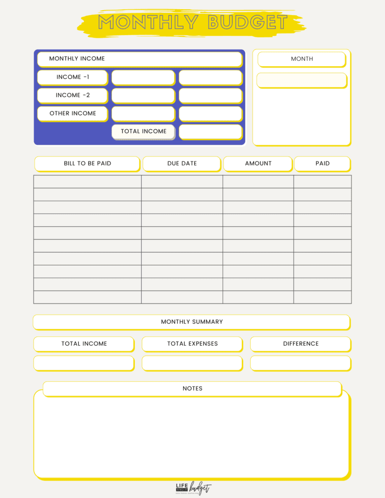 sample single person monthly budget template