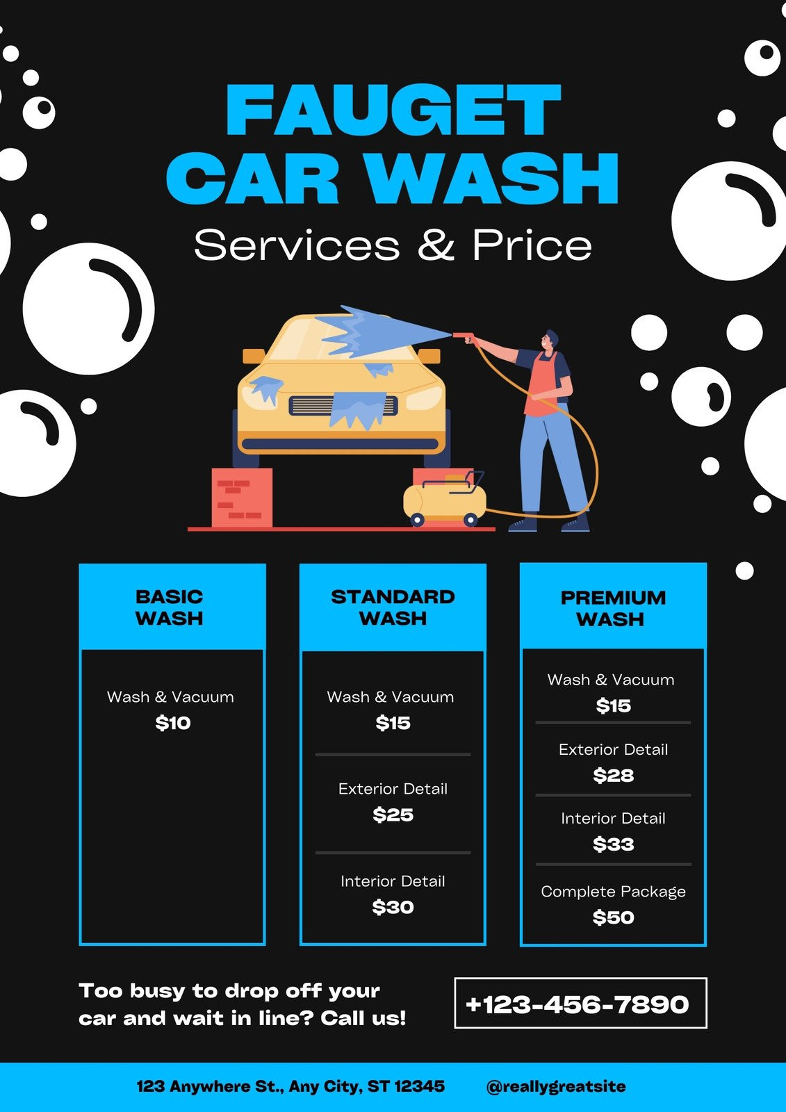 sample Car Wash Price List Template