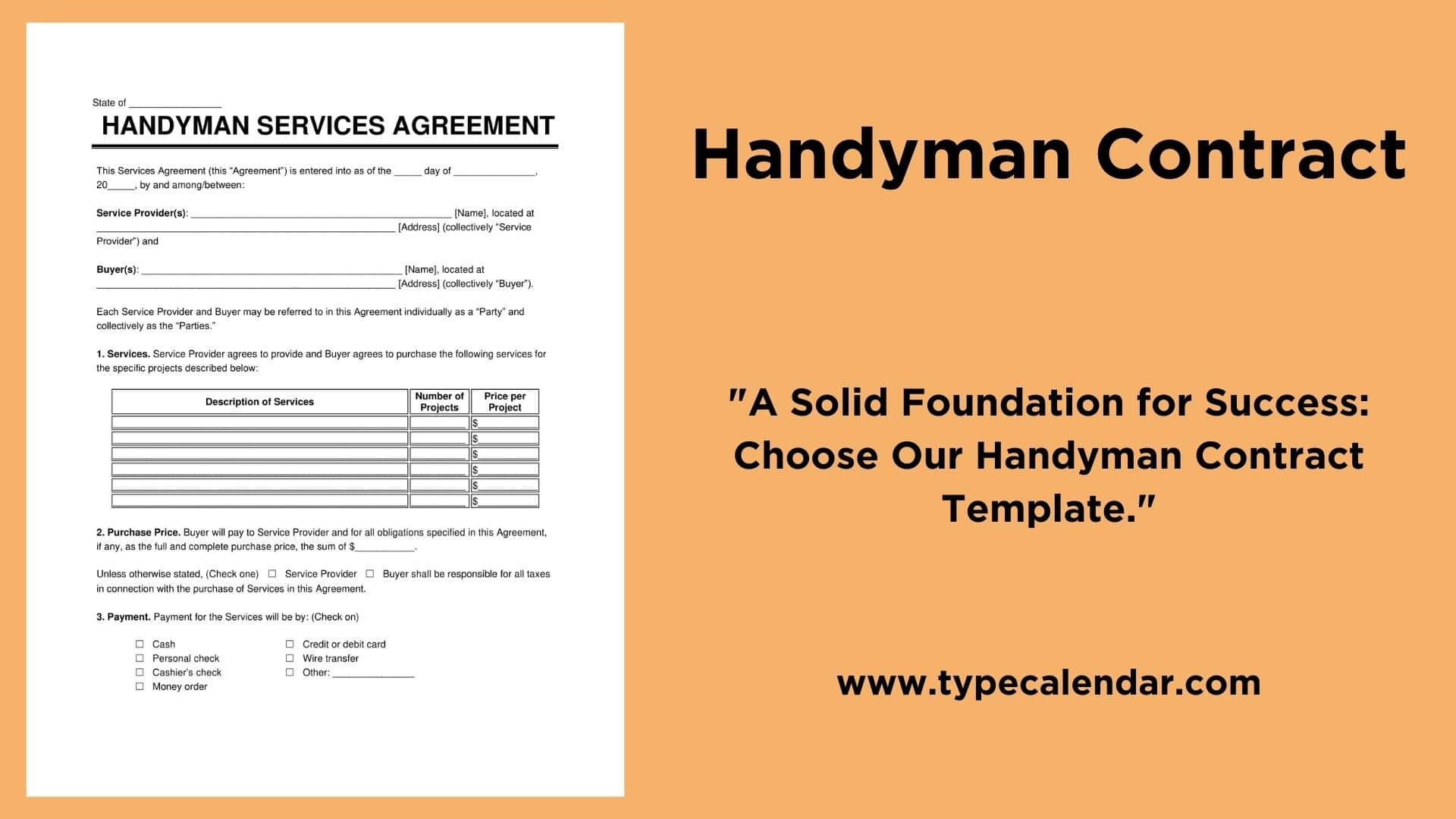 sample handyman agreement template