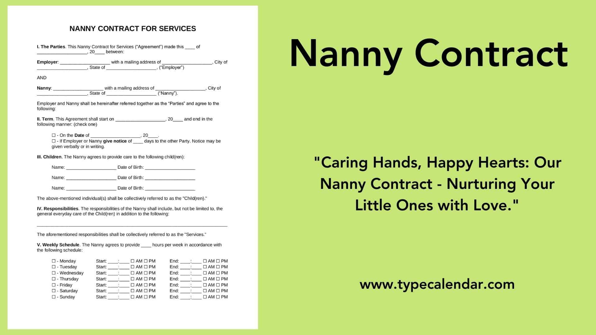 sample nanny agreement template