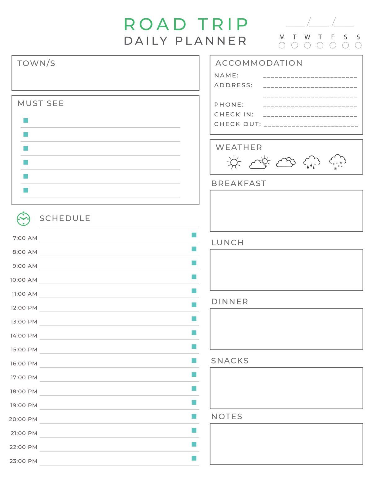 sample road trip budget template