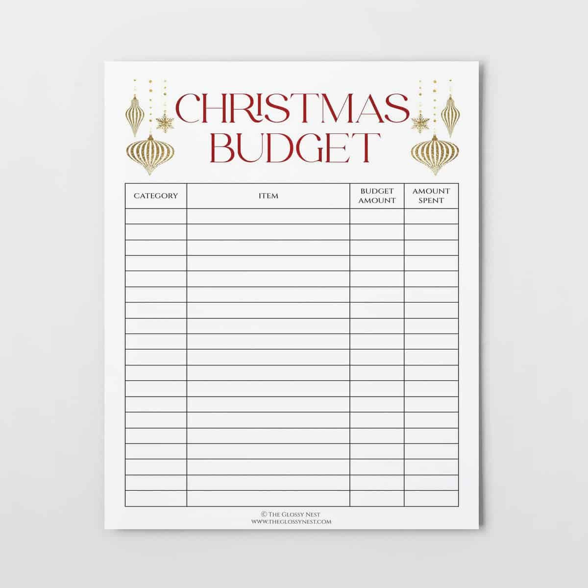 sample Christmas budget template