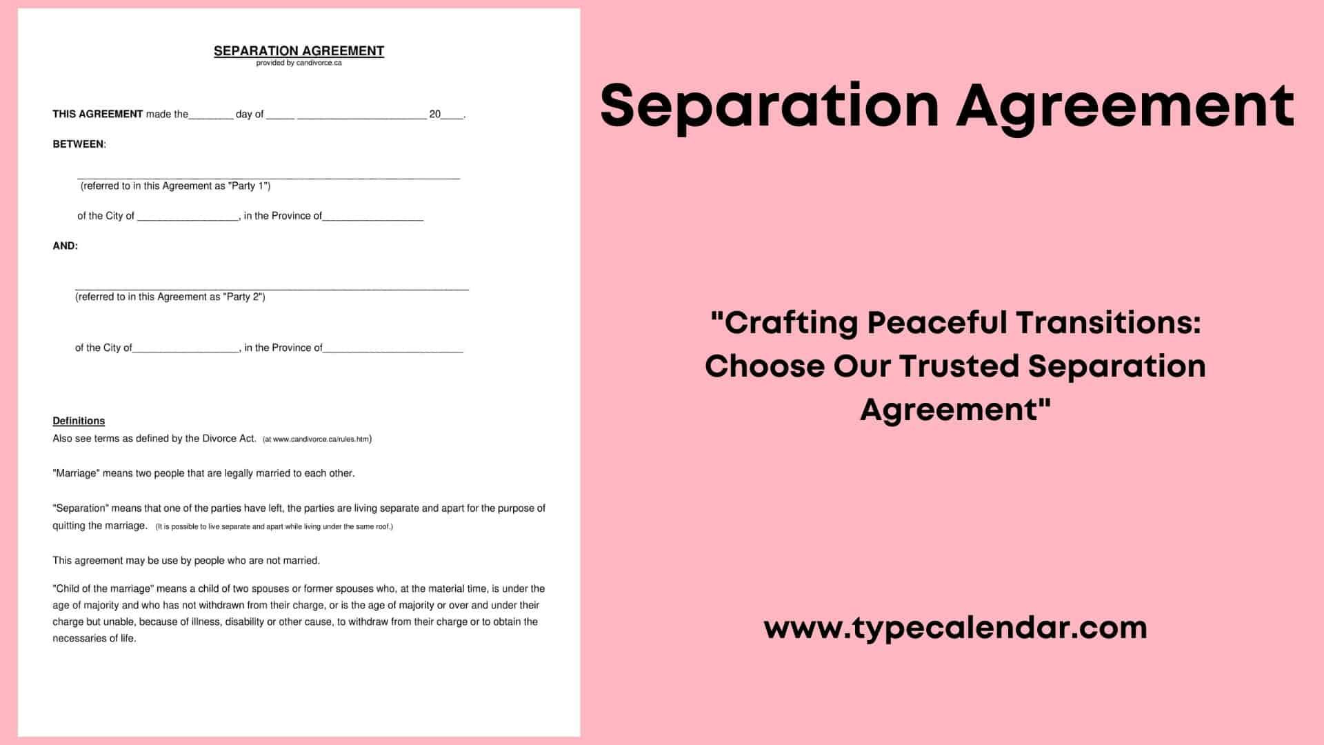 sample separate agreement template