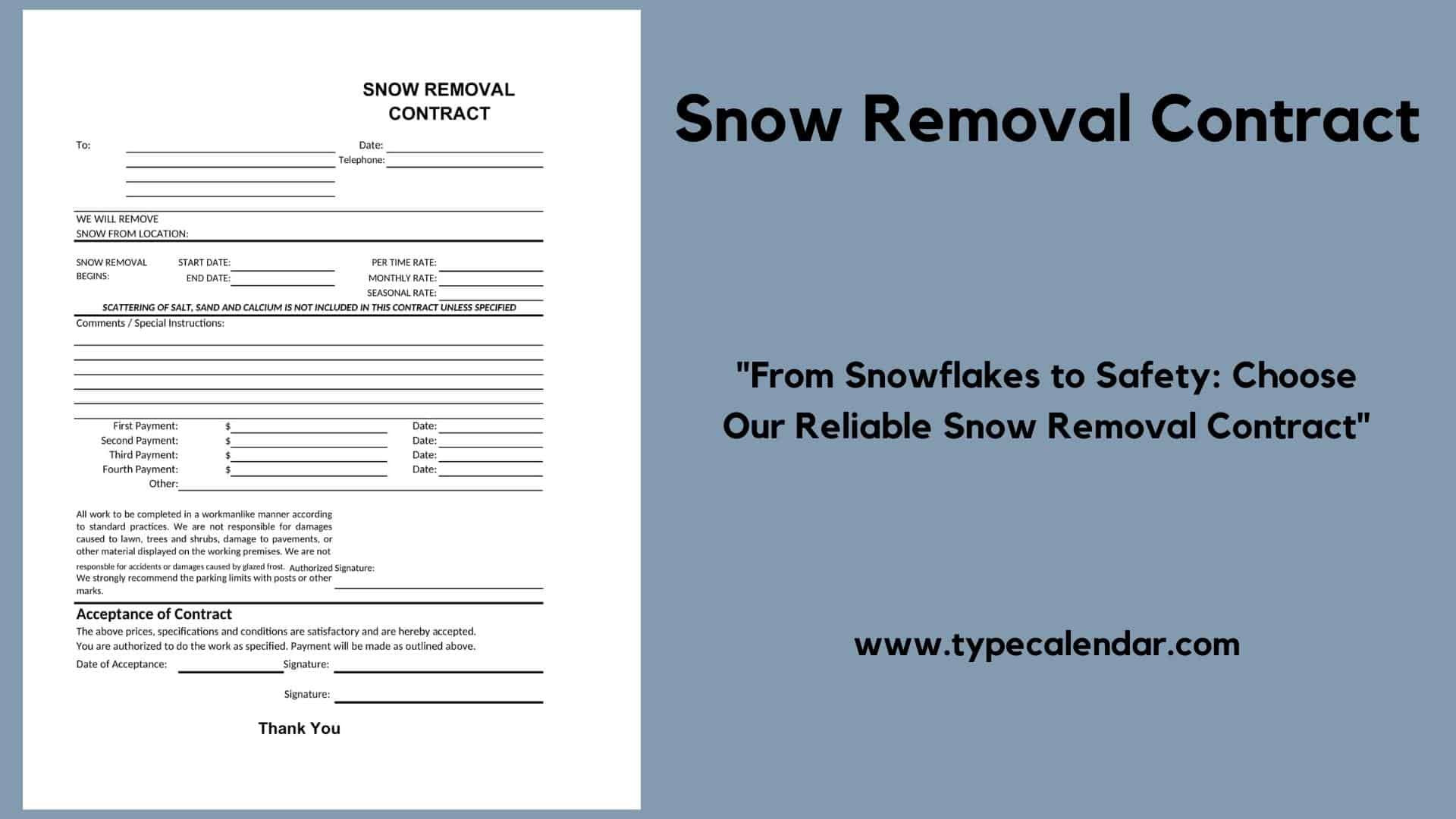 sample Snow Removal Agreement Template