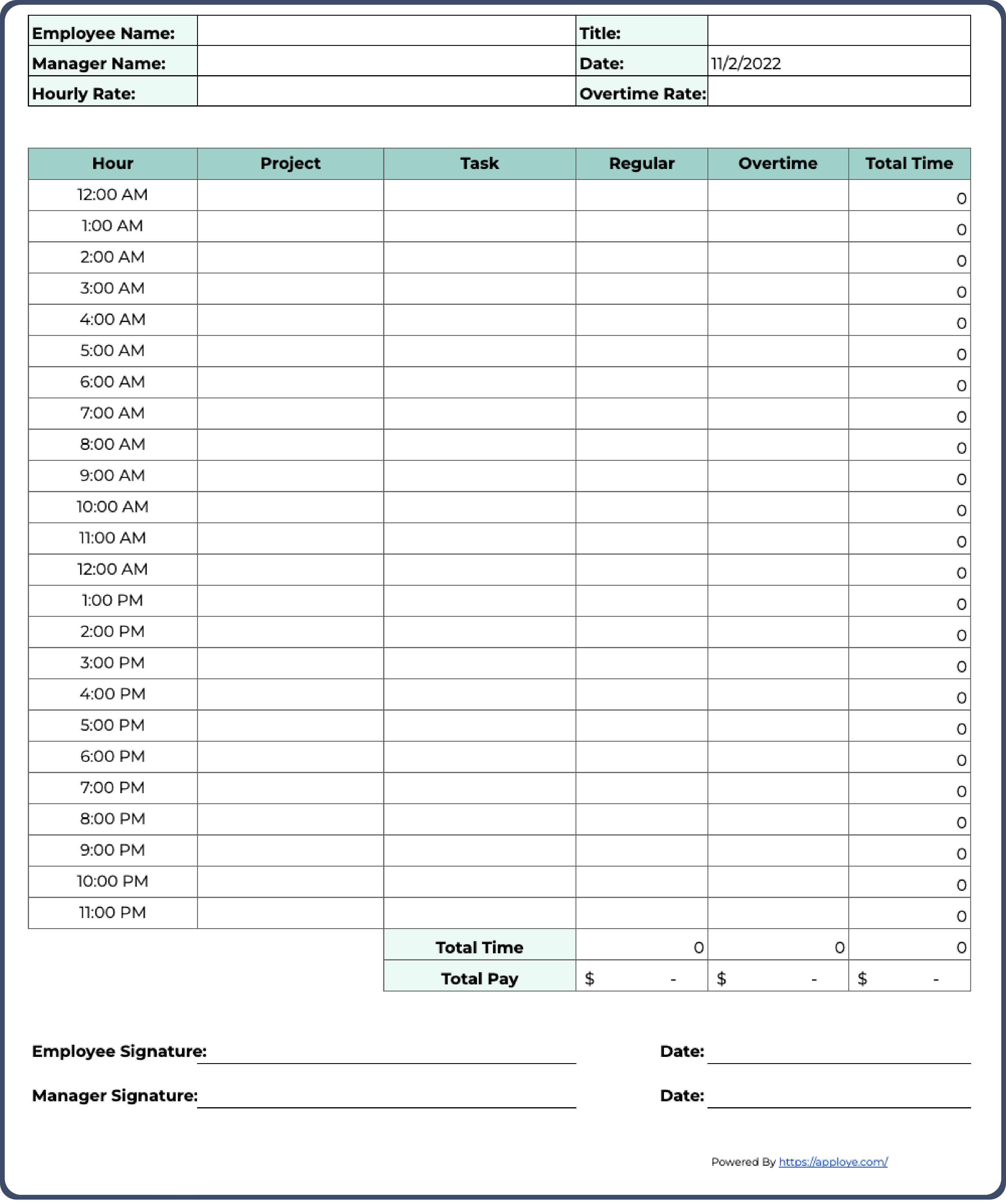 sample daily timesheet with tasks template