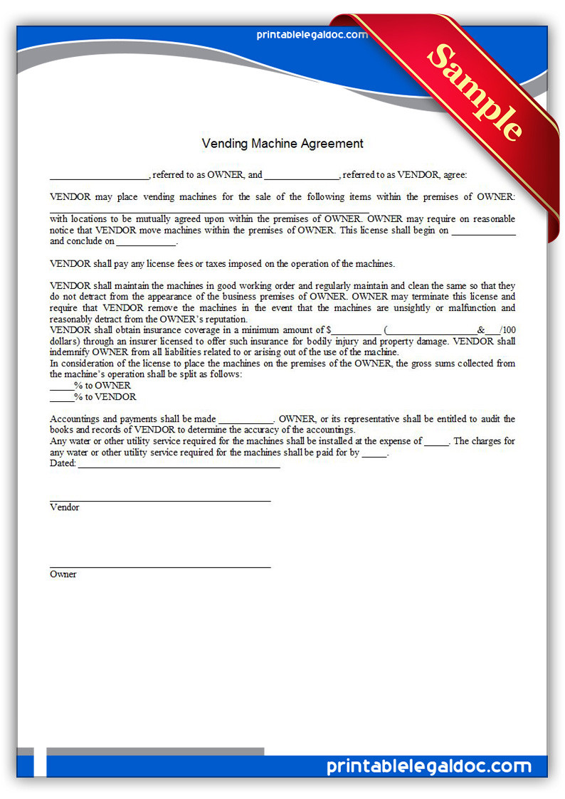 sample Vending Machine Agreement Template