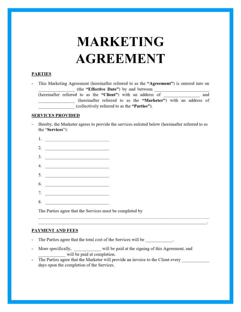 sample marketing agreement template