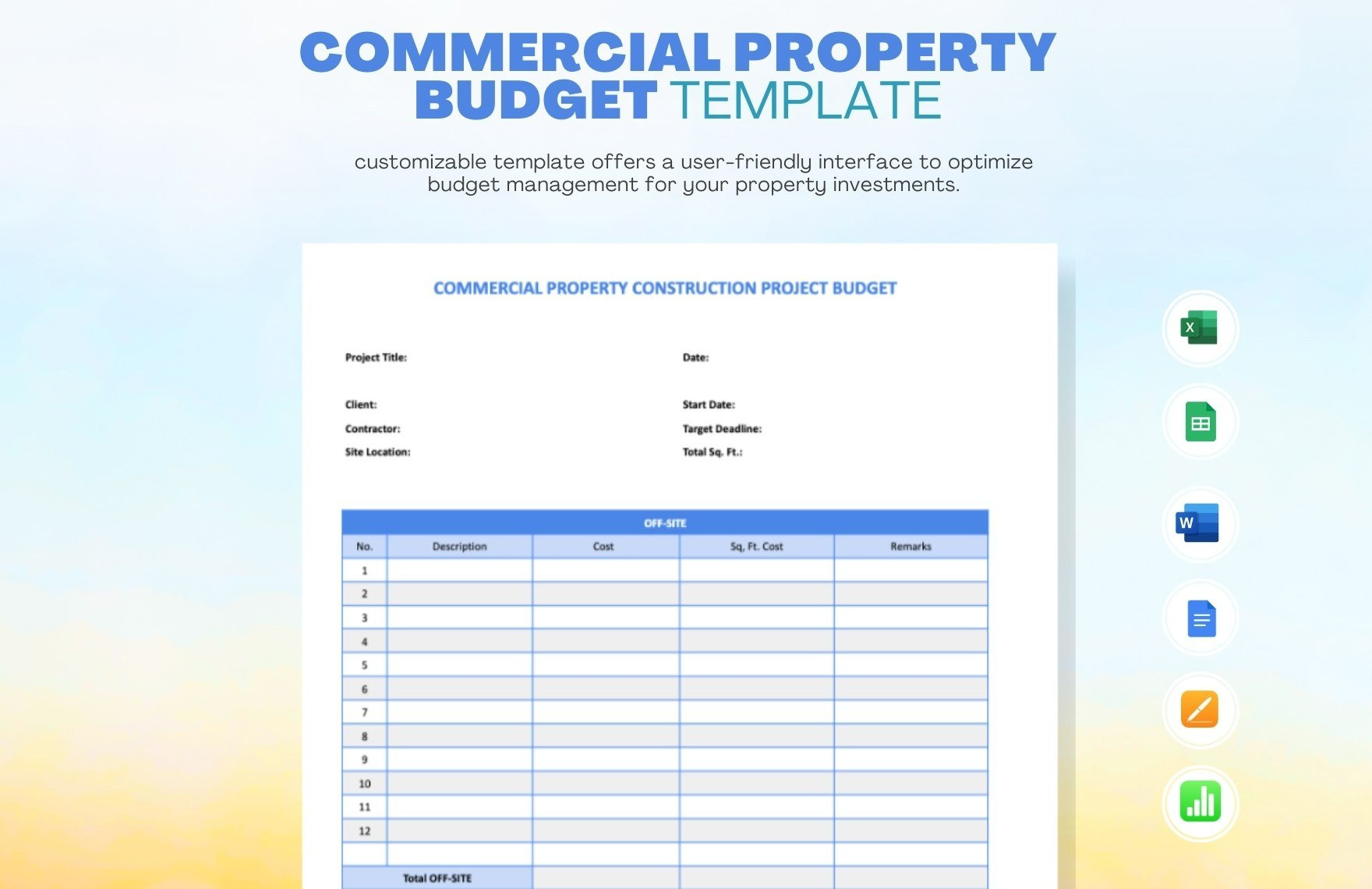 sample commercial property budget template