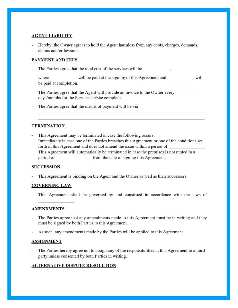 sample property management agreement template