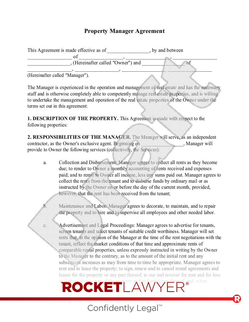 sample property management agreement template