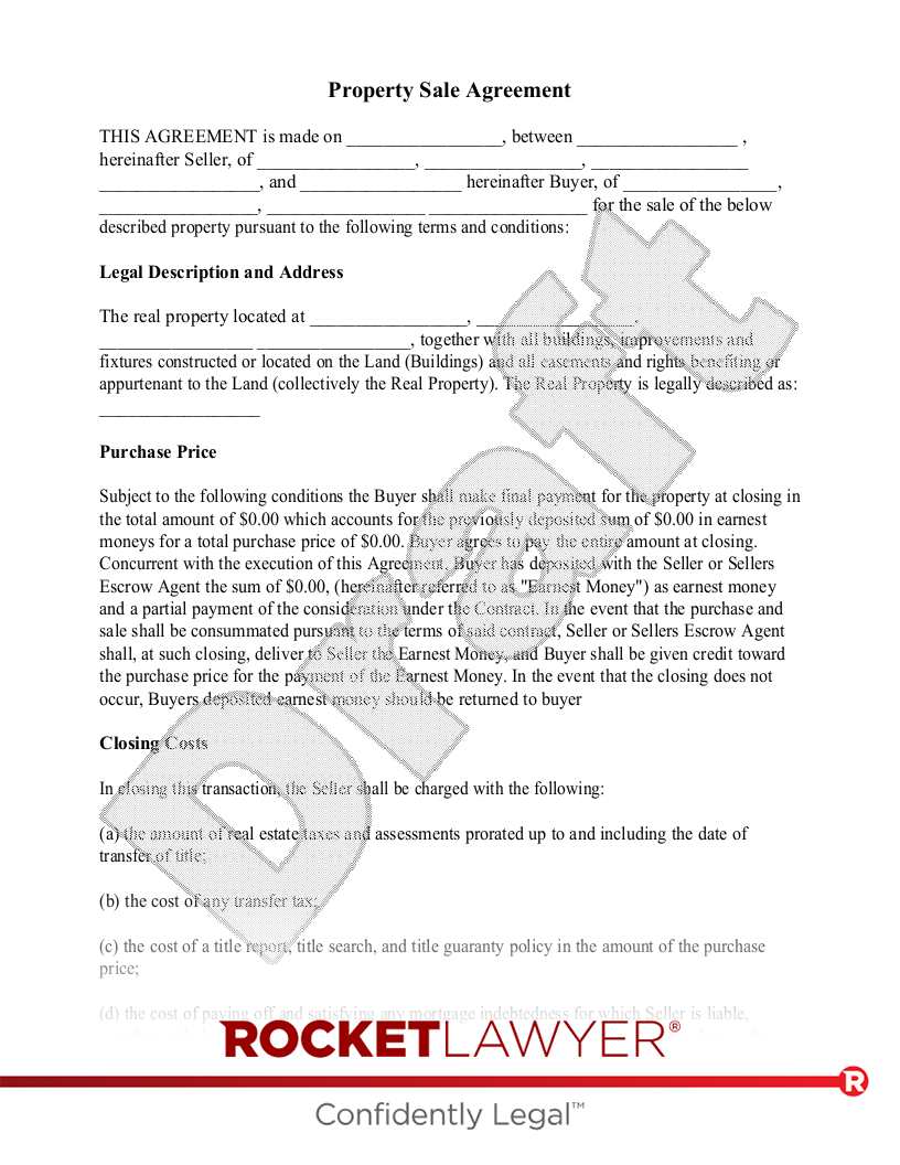 sample real estate sale agreement template