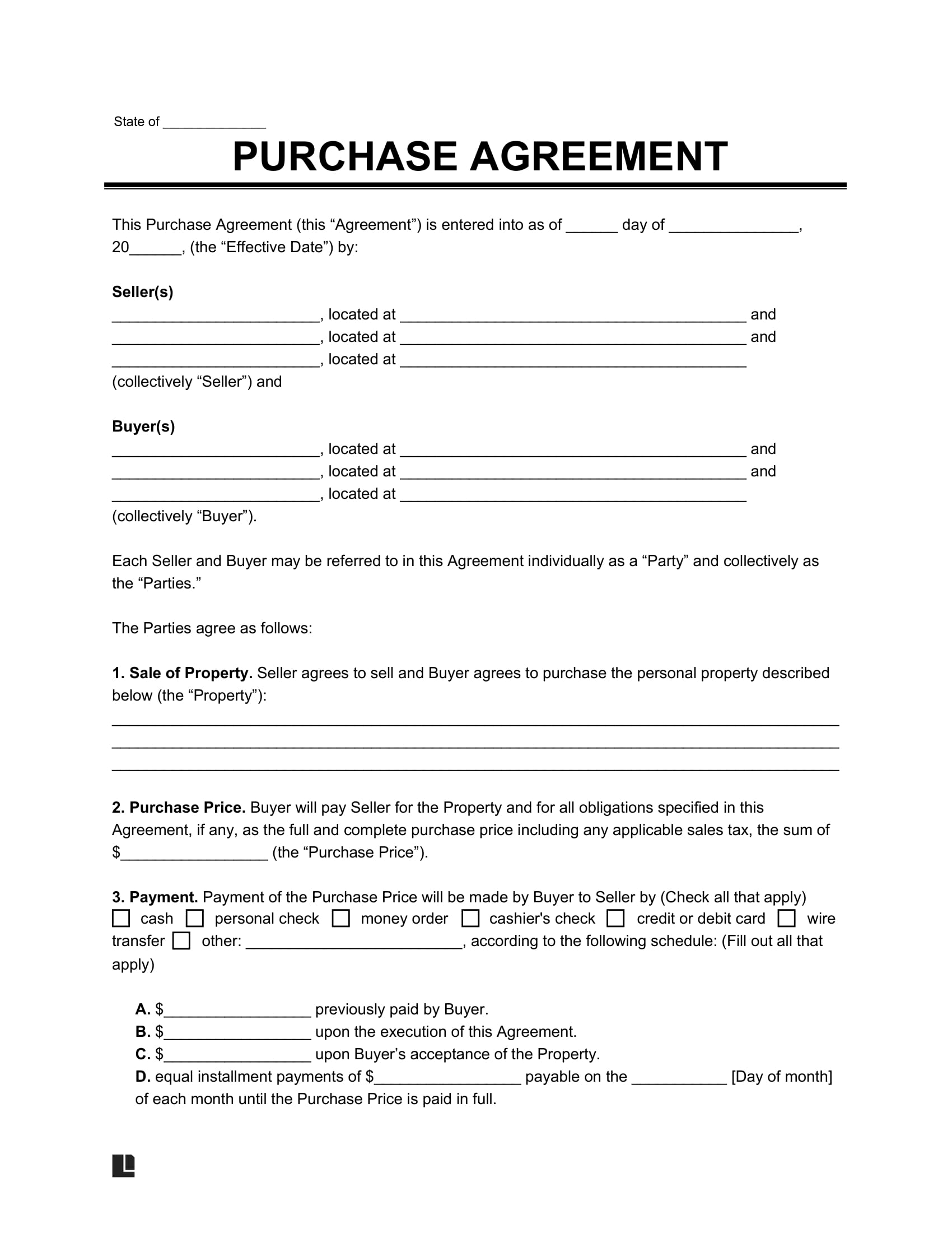 sample buying agreement template