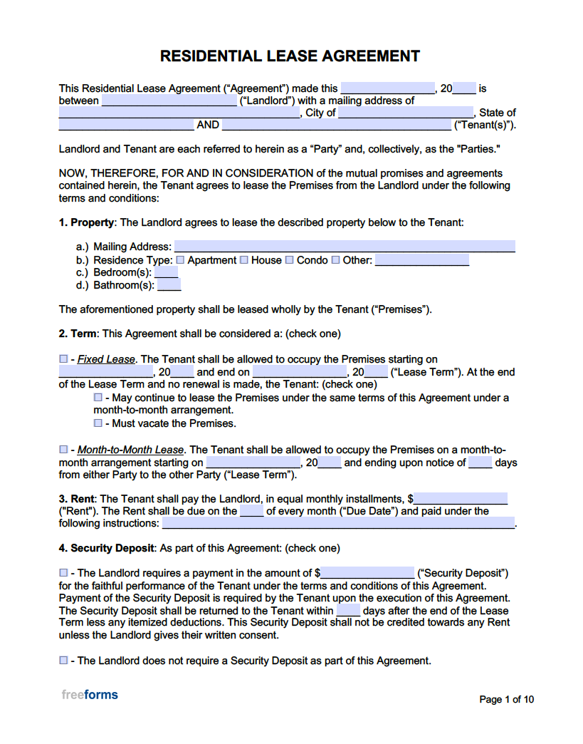 sample Tenant Agreement Template