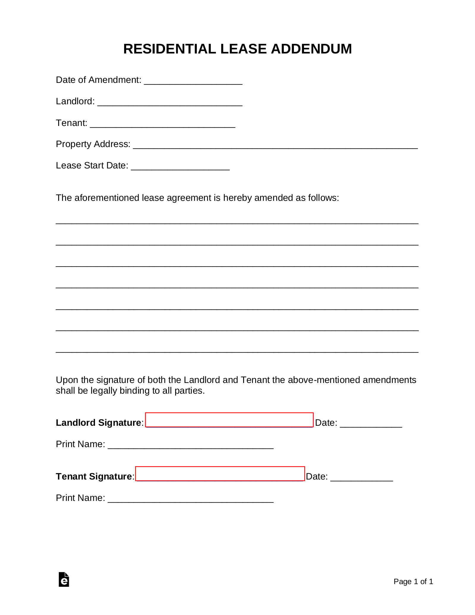 sample addendum agreement template