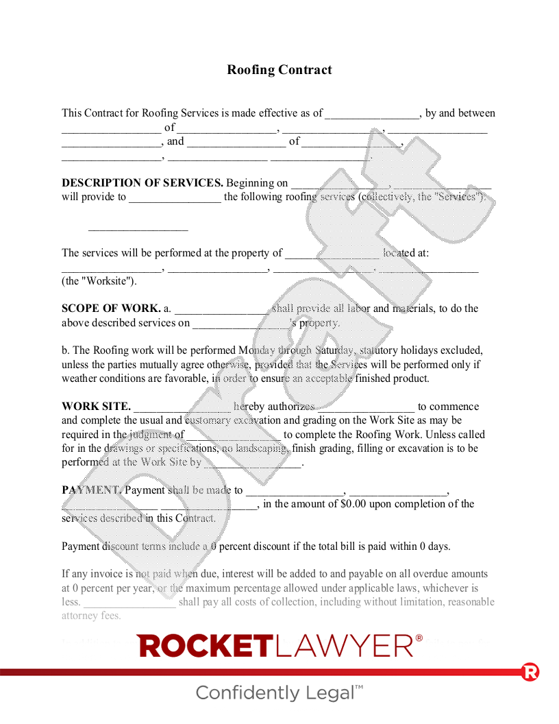 sample roofing contract agreement template