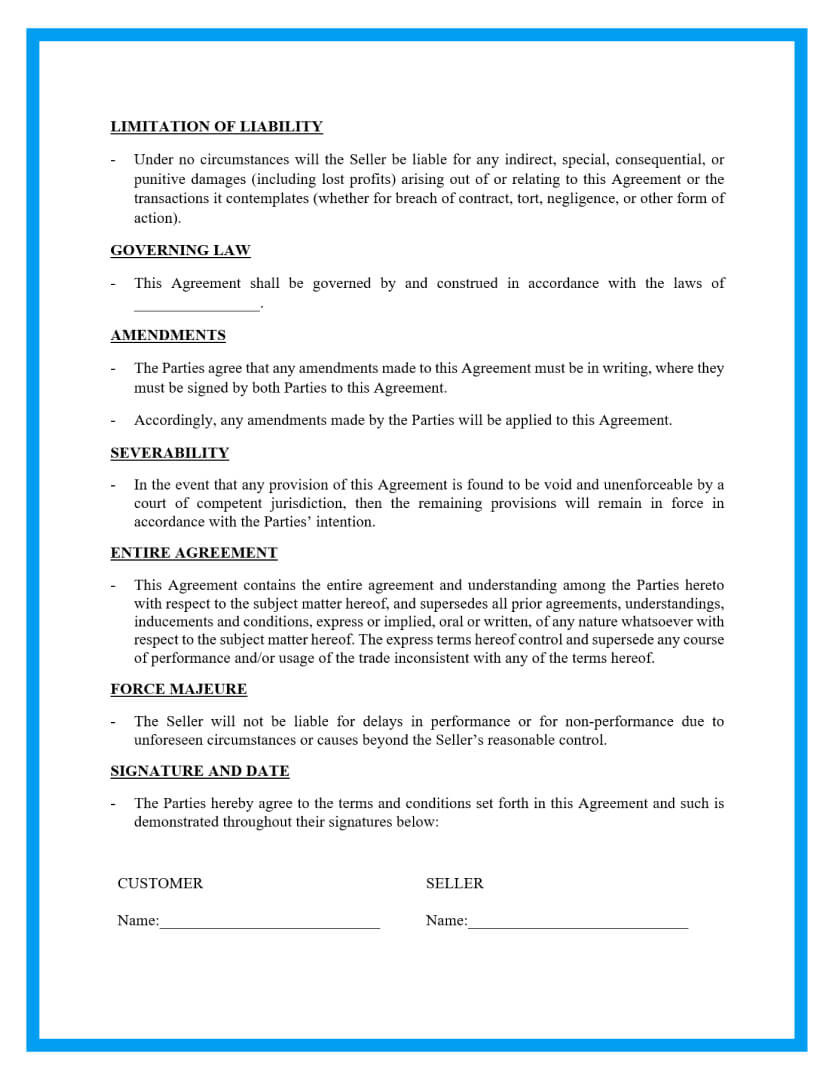 sample sales agreement template