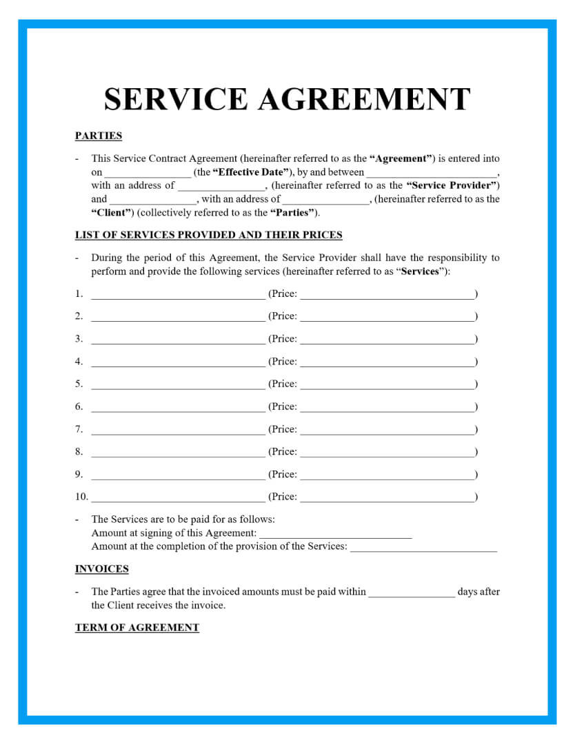 sample Service Agreement Template