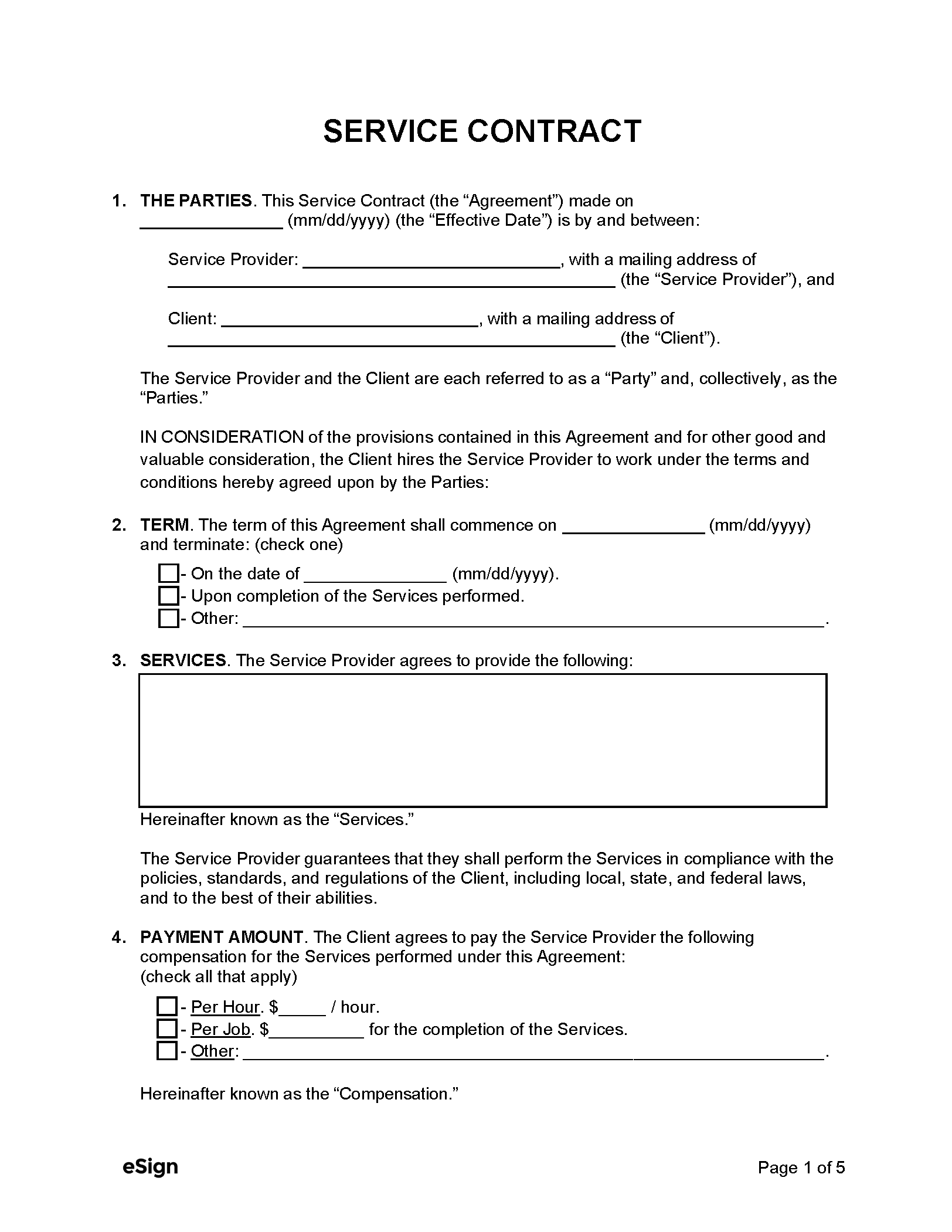 sample Service Agreement Template