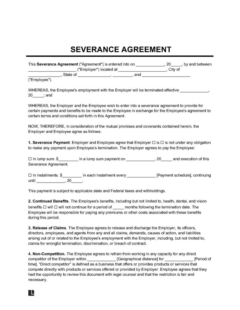 sample Severance Agreement Template