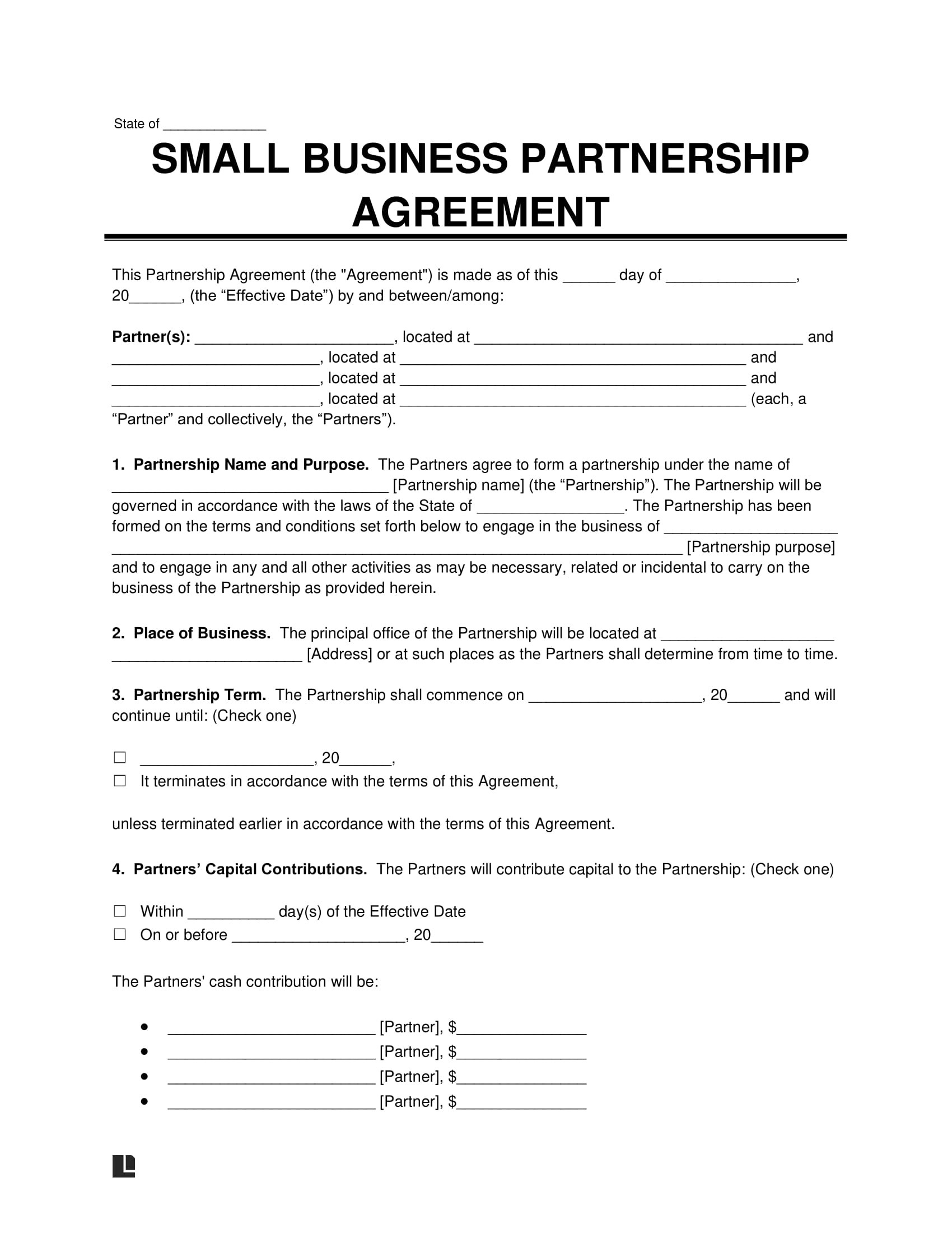 sample Small Business Agreement Template