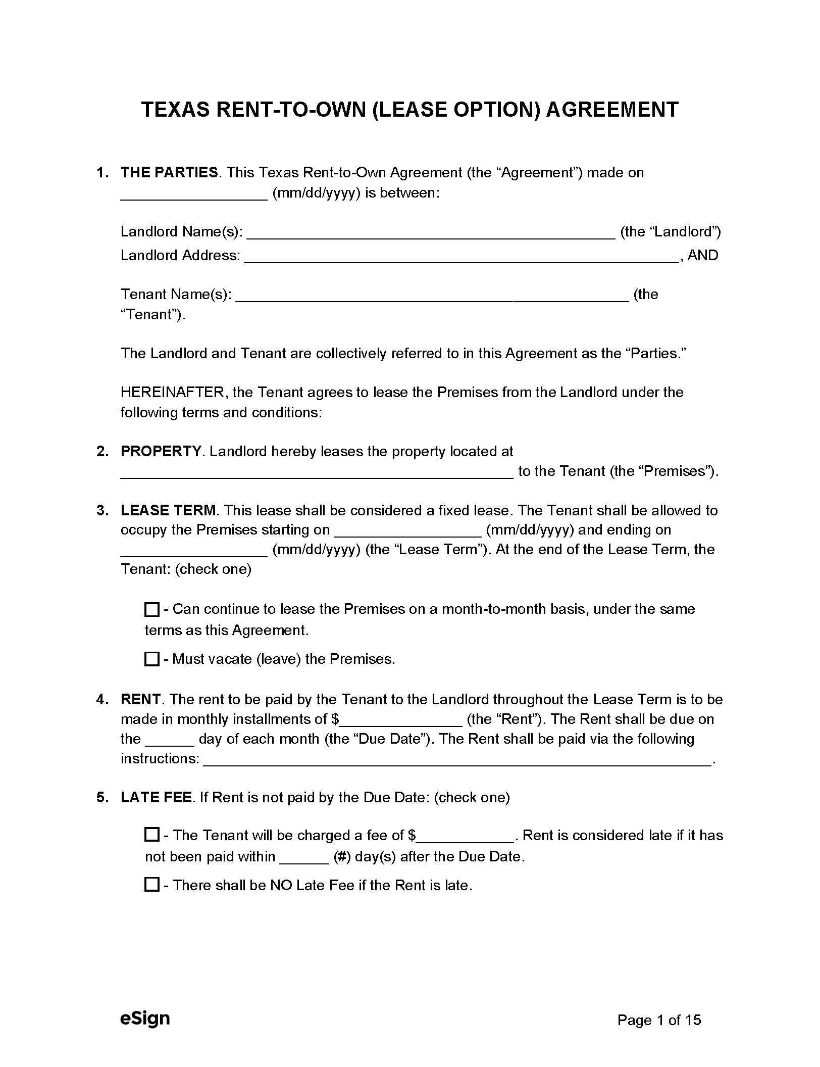 sample lease to own rental agreement template