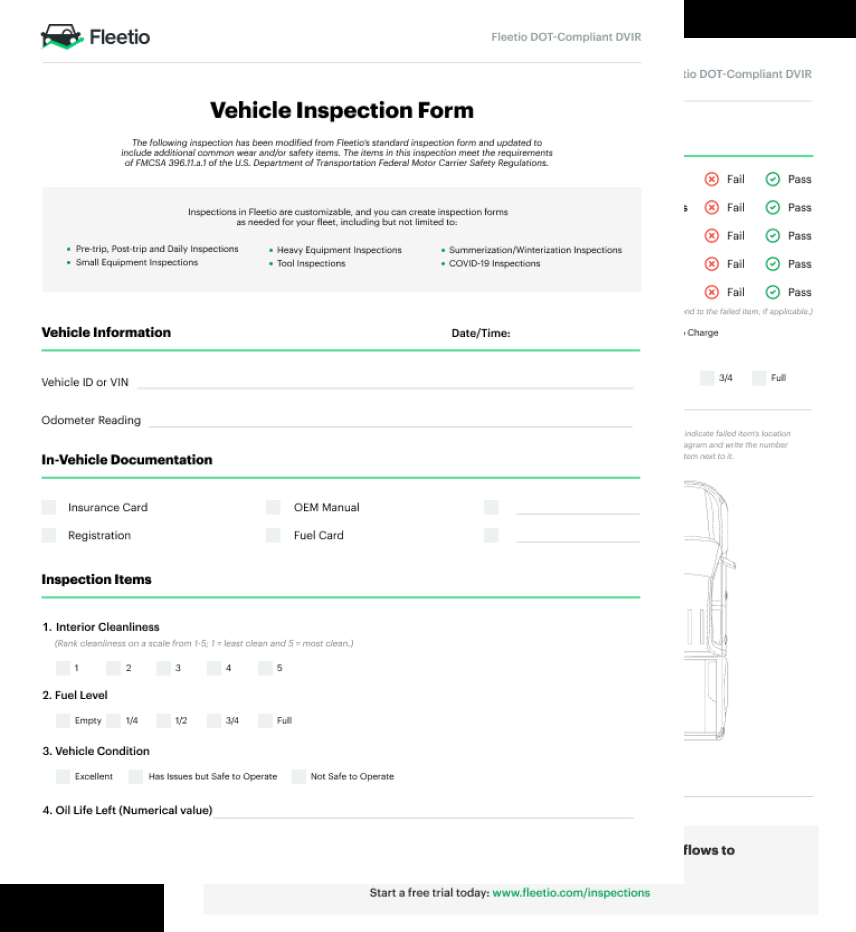 sample fleet vehicle checklist template