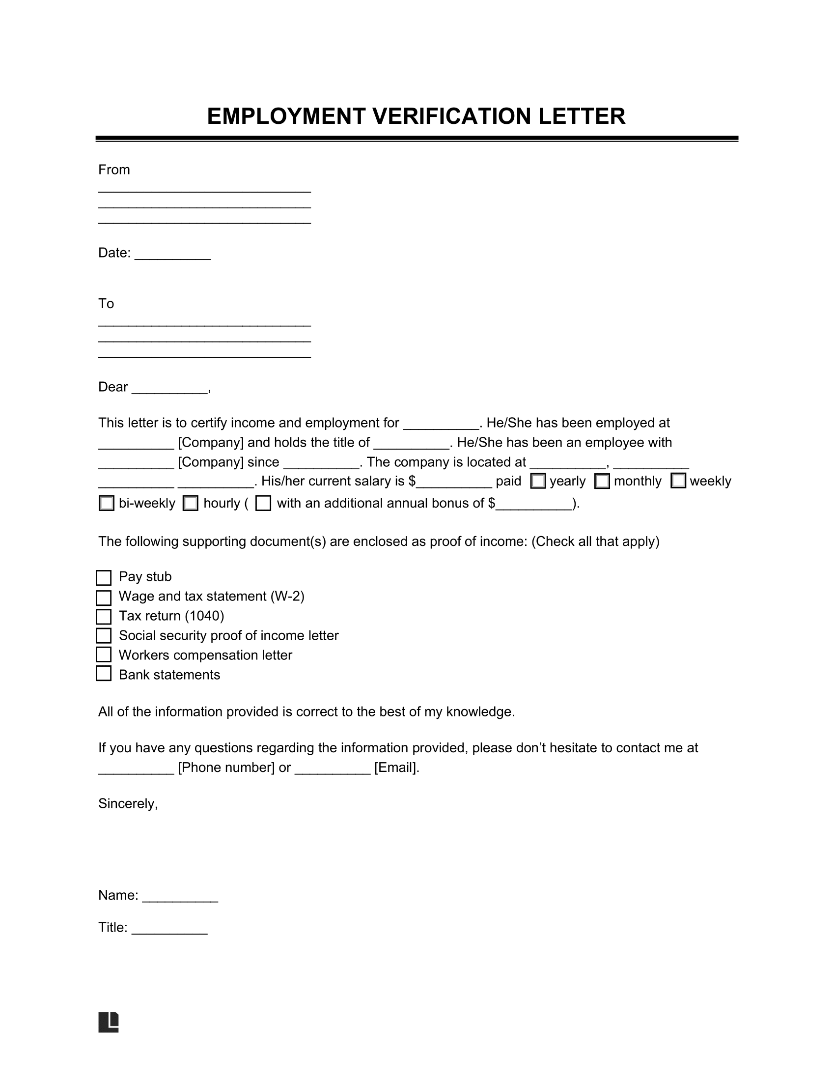 Free Verification Forms PDF & Word