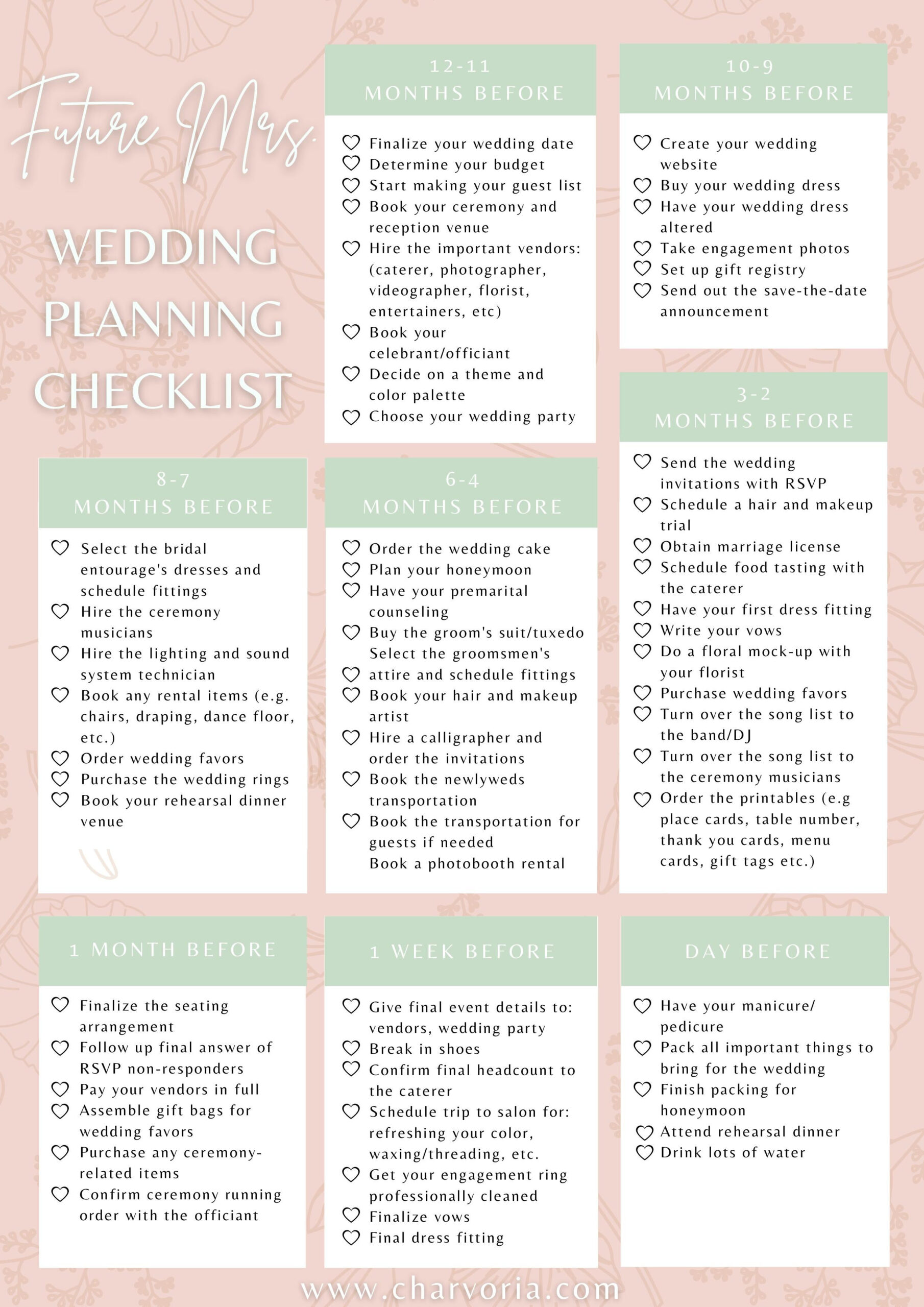 FREE Wedding Planner Check List – Charvoria