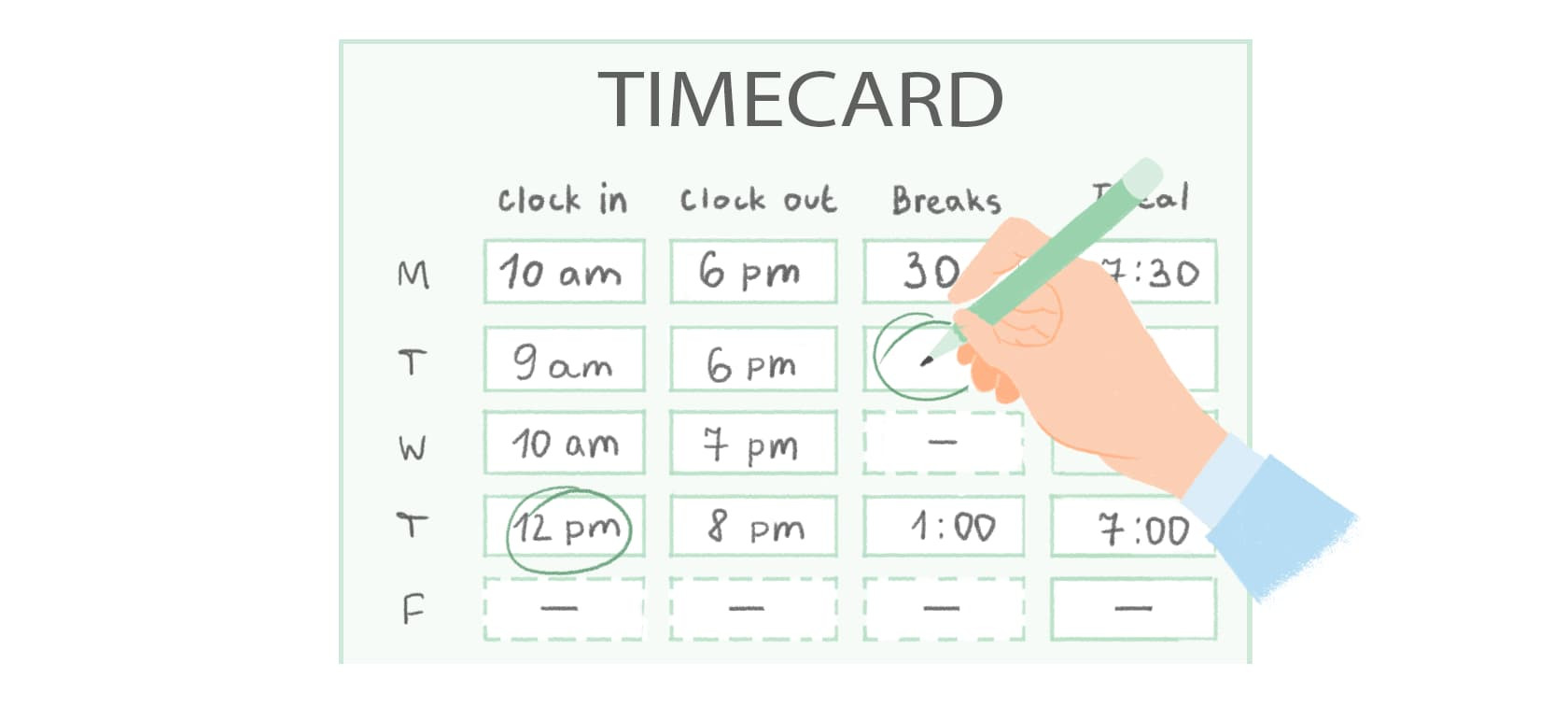 sample timesheet with lunch template