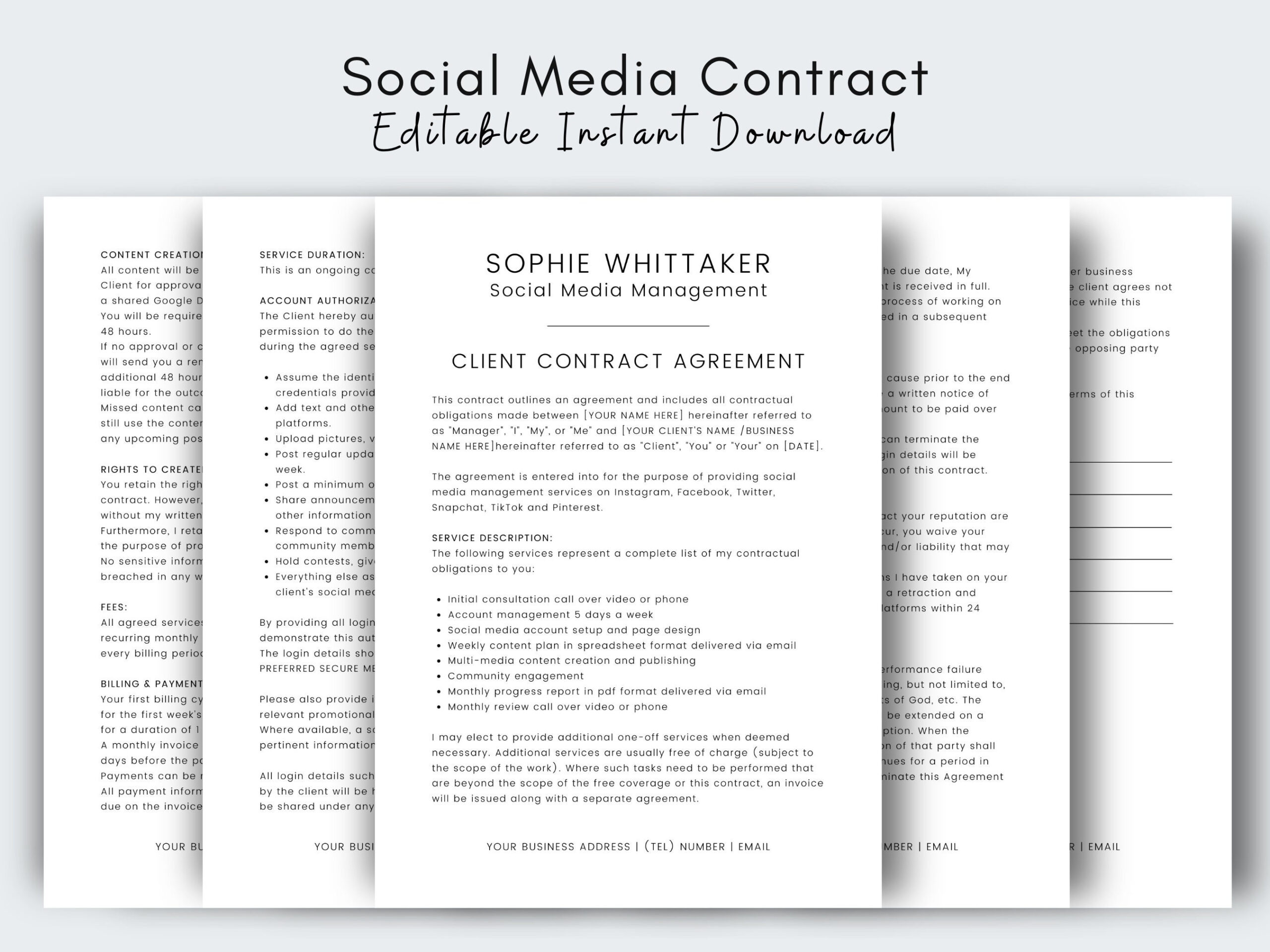 sample Social Media Management Agreement Template