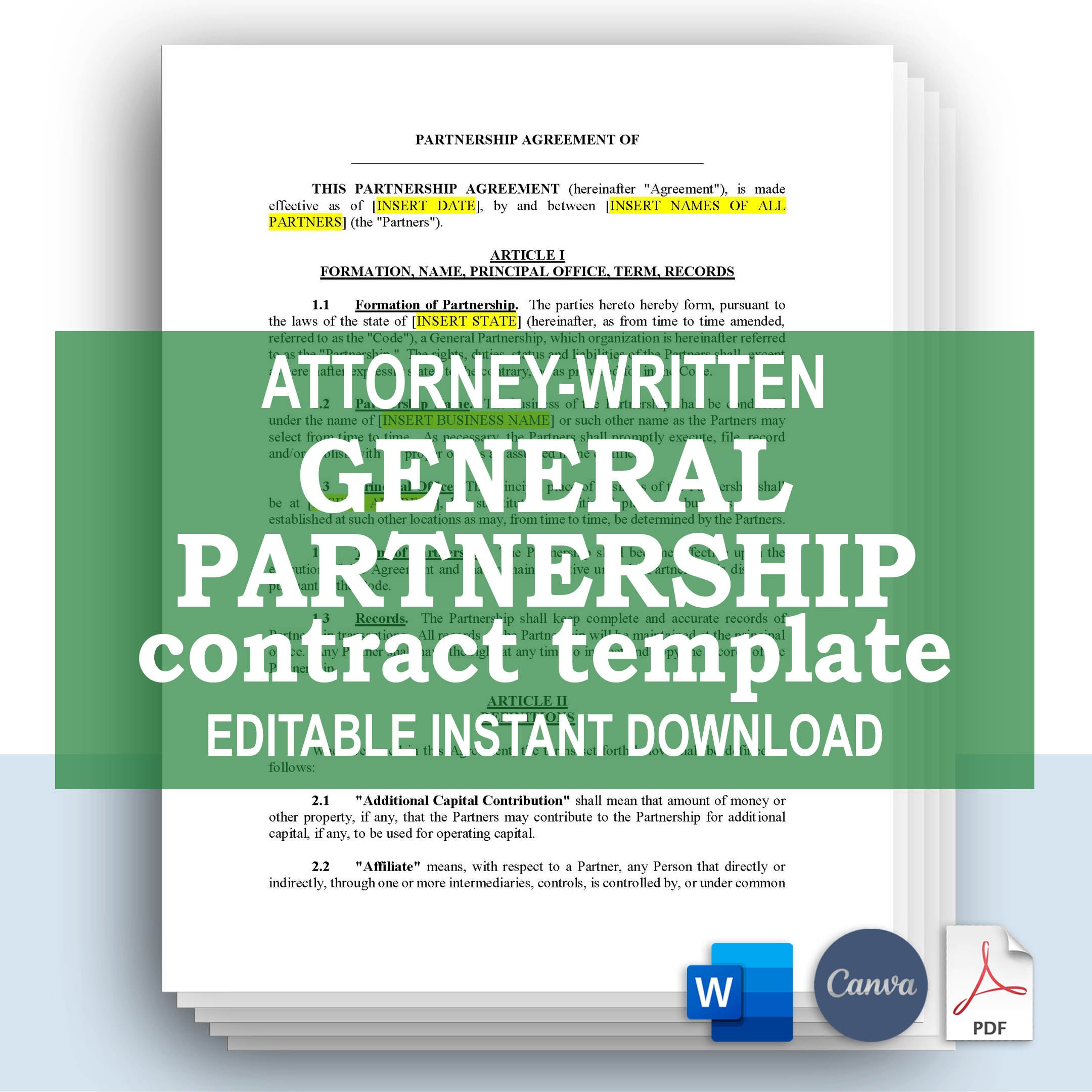 sample general partnership agreement template