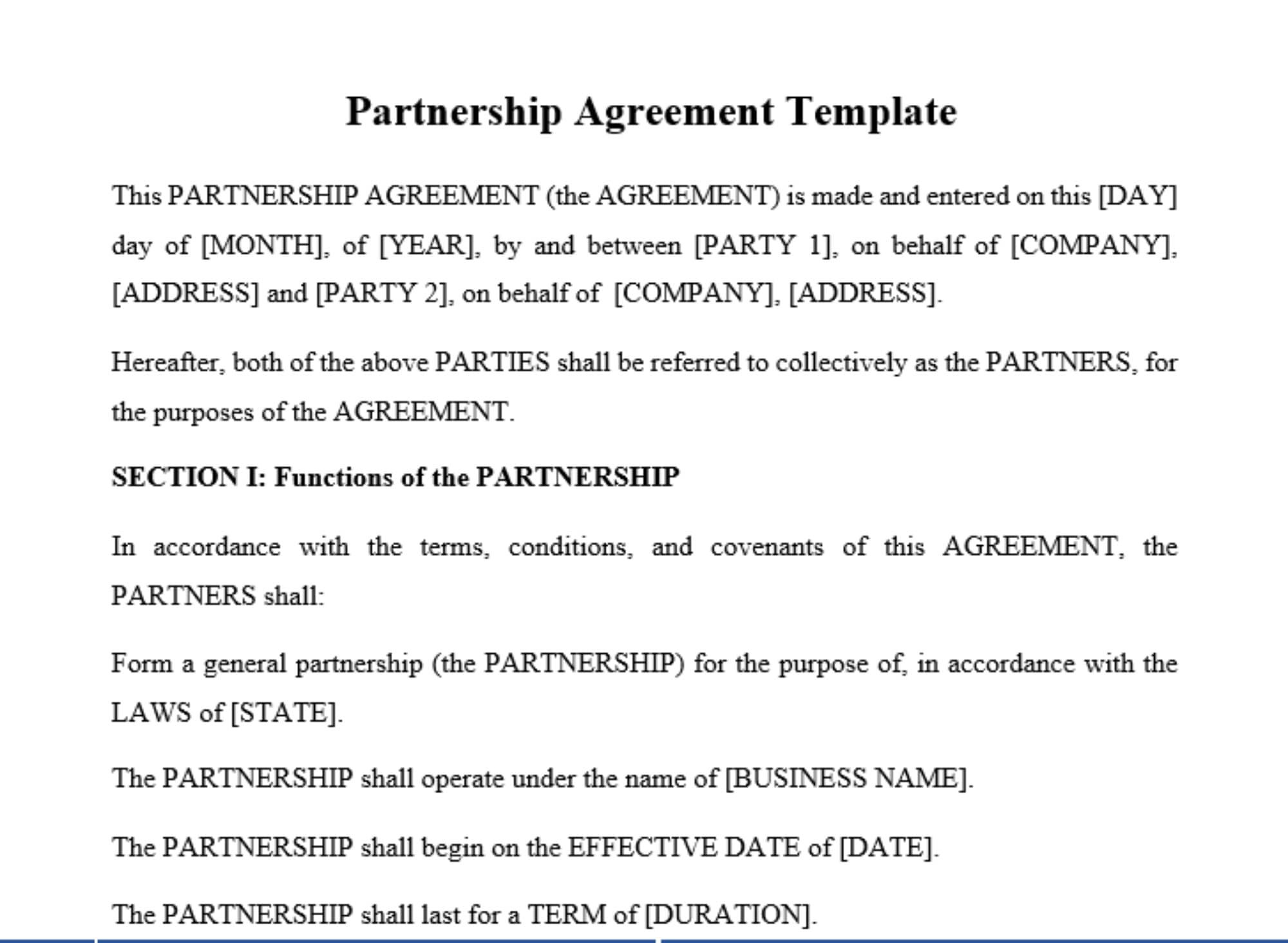 sample general partnership agreement template