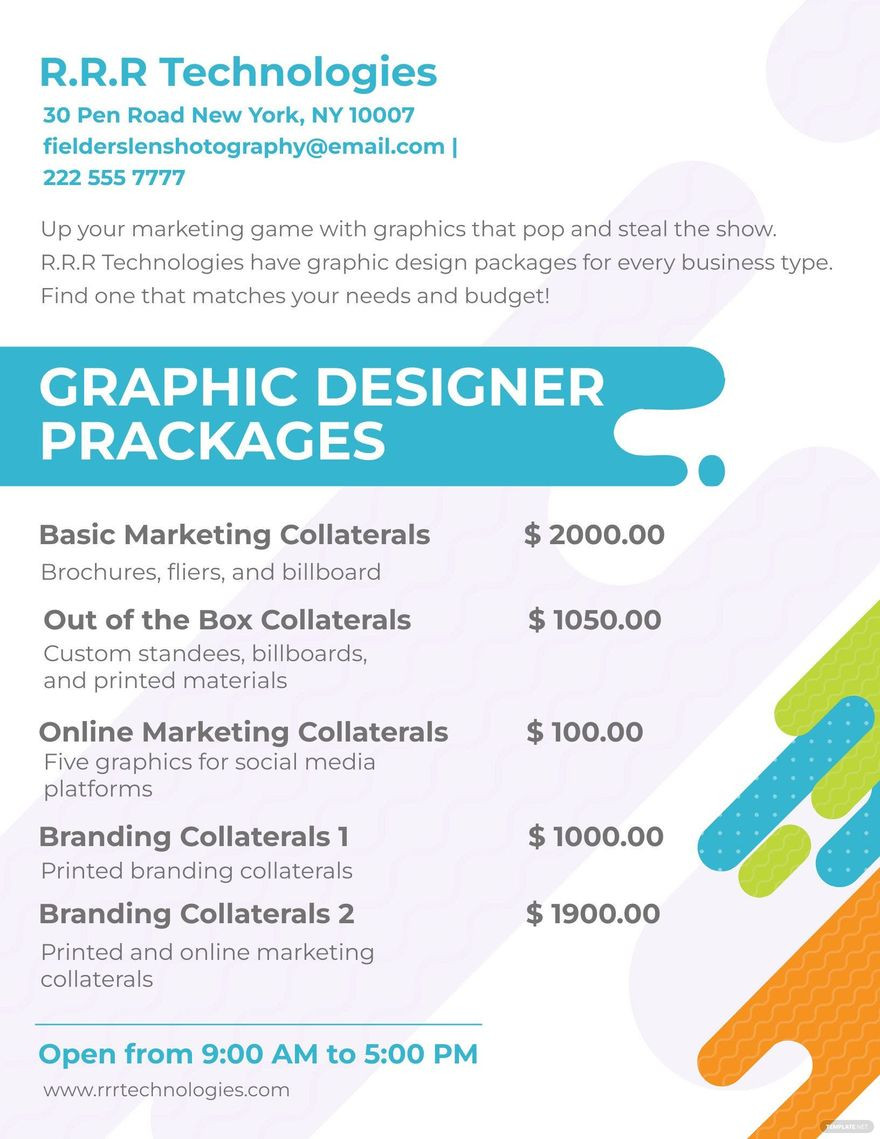 sample Graphic Design Price List Template