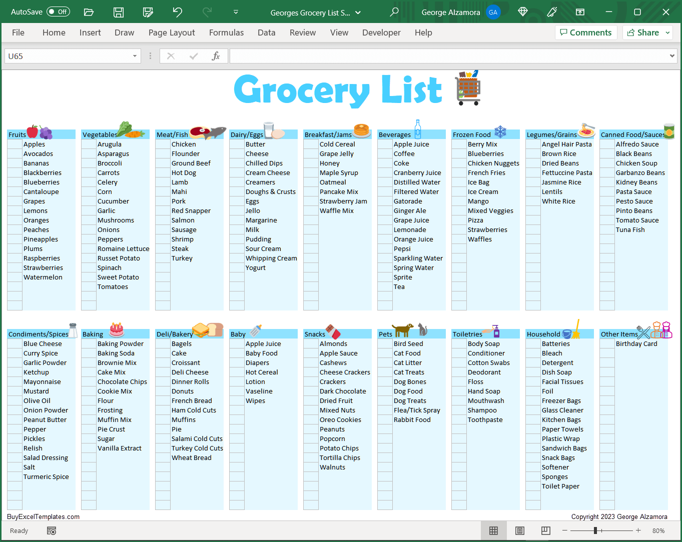 sample Grocery Price List Template